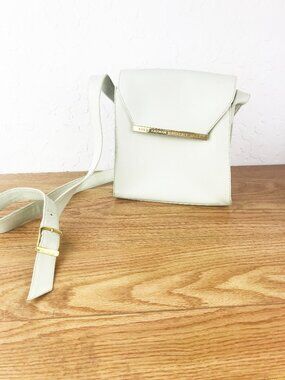 Fred Hayman Beverly Hills Cream Leather Crossbody Bag – Gold Hardware & Red Inte